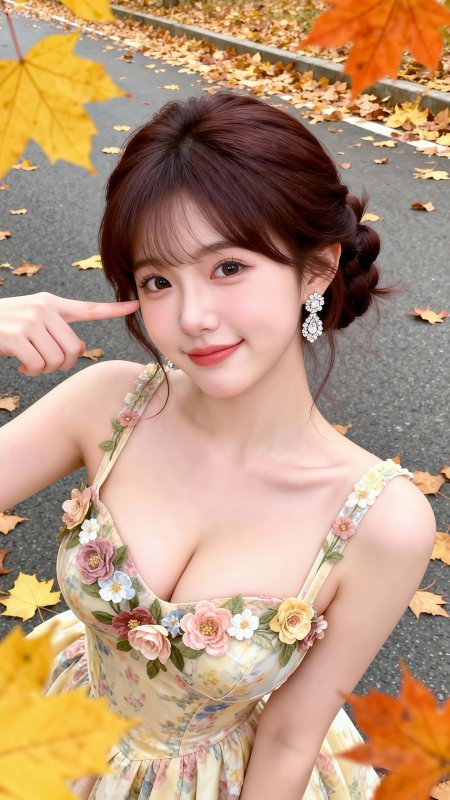 编发少女秋日枫叶金黄落叶唯美写真手机壁纸