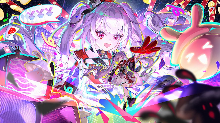 紫发双马尾少女微笑伸手赛博朋克狂欢动漫壁纸