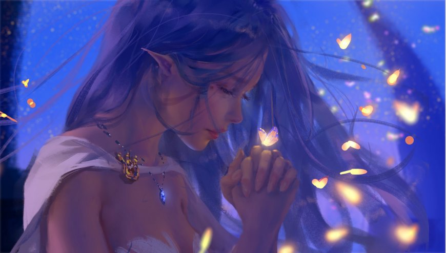 wlop鬼刀系列精灵少女插画动漫电脑壁纸