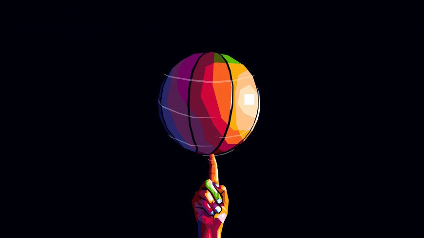 彩色抽象篮球手指平衡艺术设计创意电脑壁纸