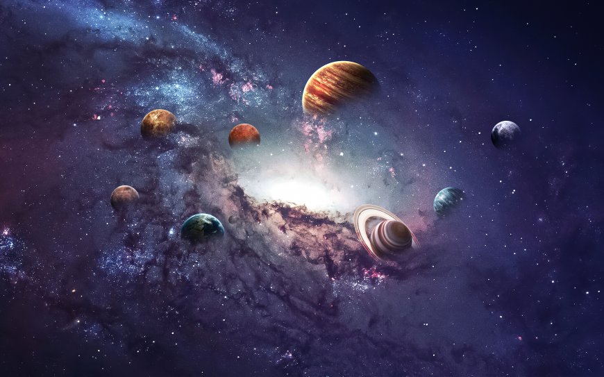 宇宙星系行星环绕银河漩涡高清风景电脑壁纸