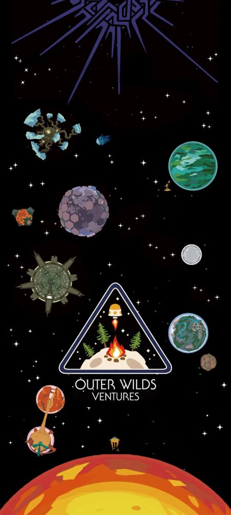 Outer Wilds Ventures宇宙探索星球飞船篝火三角徽章创意手机壁纸