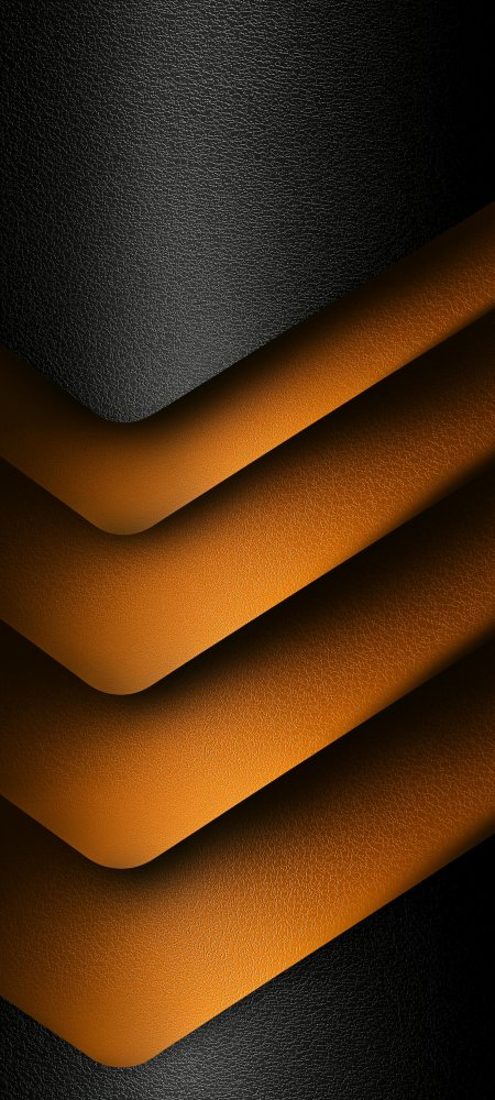 黑色皮革纹理橙色斜向几何层叠设计手机壁纸