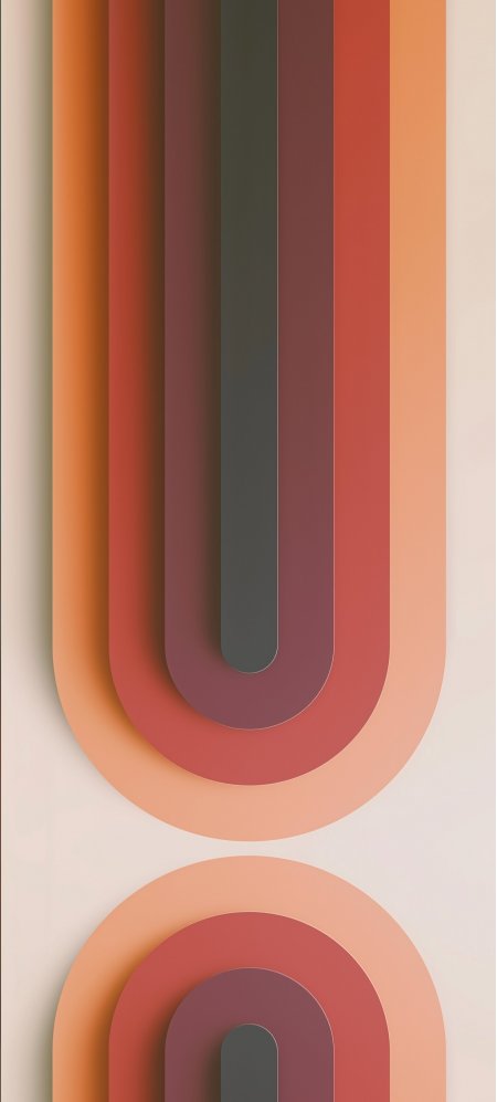 ios抽象渐变U形几何图案暖色调创意手机壁纸