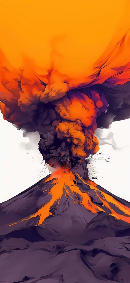 火山喷发熔岩爆发橙黑对比高清手机壁纸
