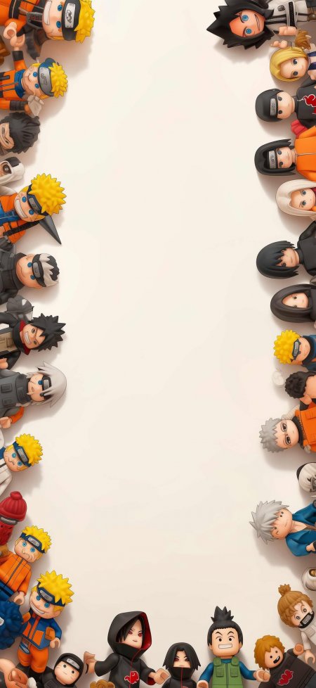 火影忍者Q版角色环绕边框手机壁纸
