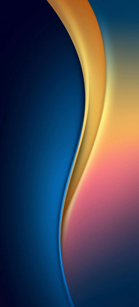 深蓝金橙渐变流线抽象艺术手机壁纸