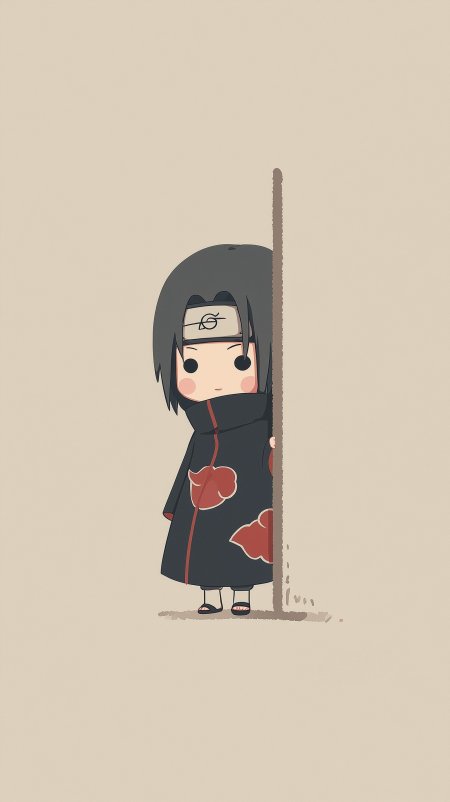 火影忍者宇智波鼬Q版偷看姿态手机壁纸