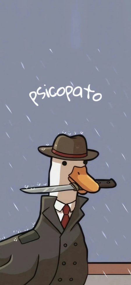 Psicopato鸭子侦探雨中持刀造型卡通手机壁纸