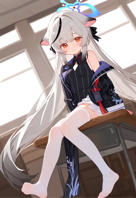 碧蓝档案春原心奈教室坐姿手机壁纸