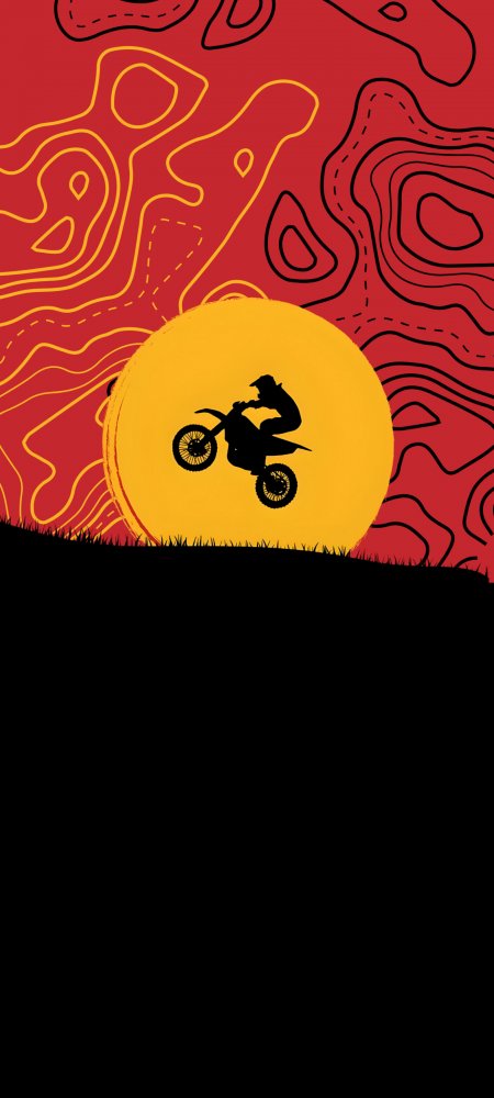 越野摩托骑手日落跃动剪影手机壁纸