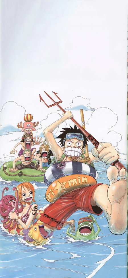 海贼王路飞娜美索隆山治乔巴水上嬉戏欢乐场景手机壁纸