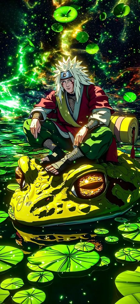 火影忍者自来也坐蛙背星空荷塘手机壁纸