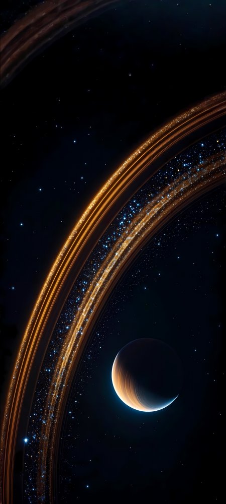 宇宙星环环绕行星科幻星空手机壁纸