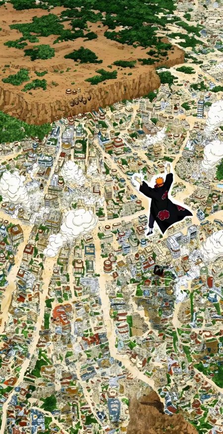 火影忍者佩恩天道神罗天征毁灭木叶村手机壁纸