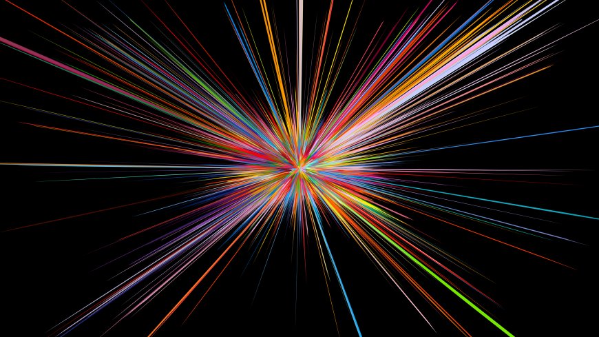 彩色光线爆炸放射状多色线条中心汇聚动态视觉创意电脑壁纸