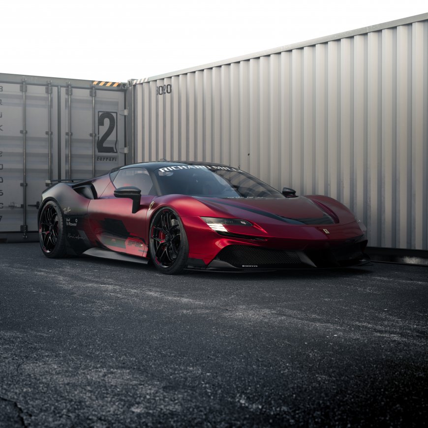 法拉利SP30赛车风格定制涂装集装箱工业风场景汽车电脑壁纸
