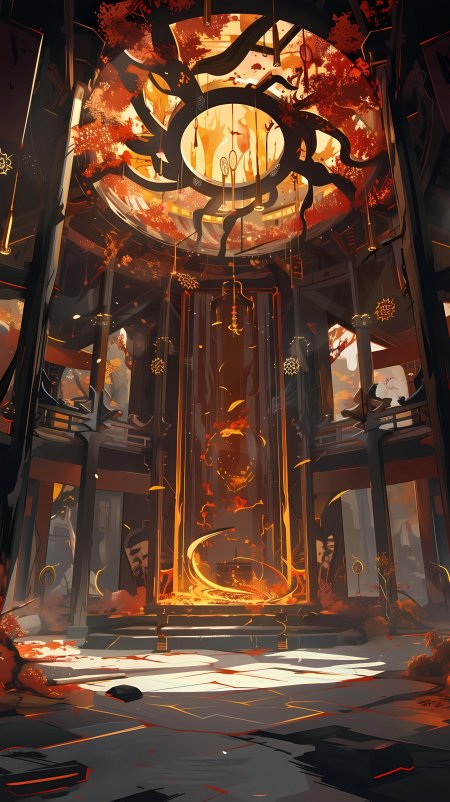 赤焰神殿龙脉封印东方玄幻废墟神庙手机壁纸