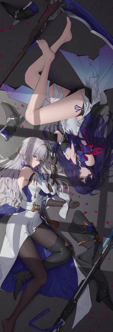 崩坏星穹铁道银狼与希儿躺卧对视战斗后场景手机壁纸