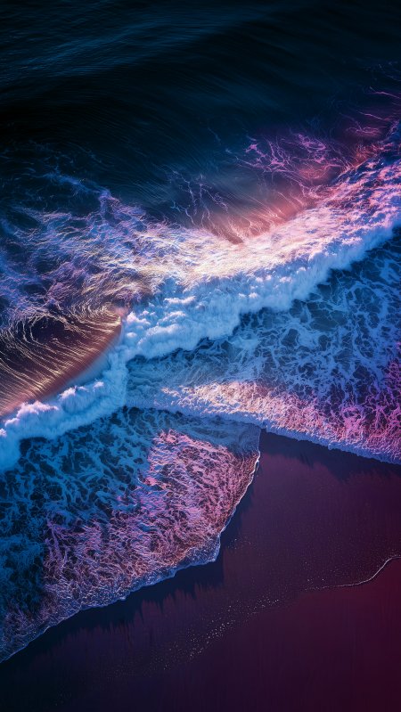 深海紫蓝渐变浪花拍岸高清手机壁纸