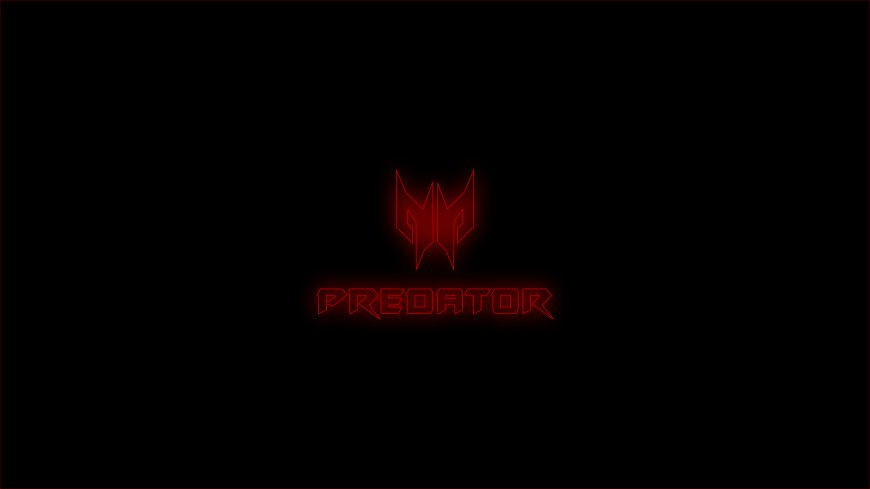 Predator红色霓虹标志暗黑背景游戏品牌电竞主题游戏原画电脑壁纸