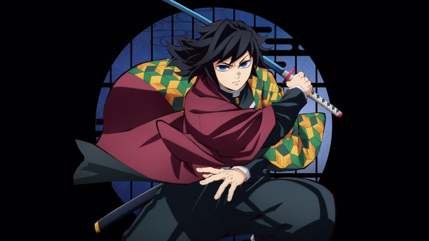 鬼灭之刃富冈义勇持刀战斗姿态动漫角色动漫电脑壁纸