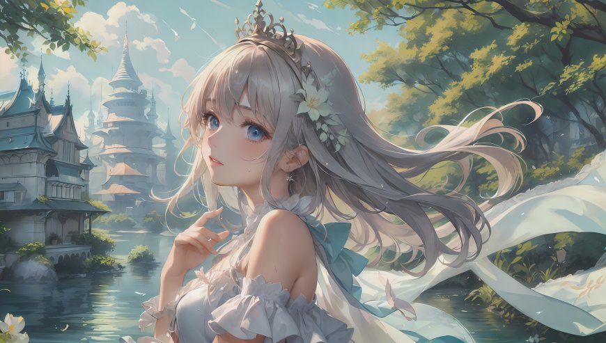 二次元王冠少女插画动漫电脑壁纸