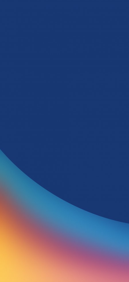 深蓝渐变橙红蓝曲线抽象几何手机壁纸