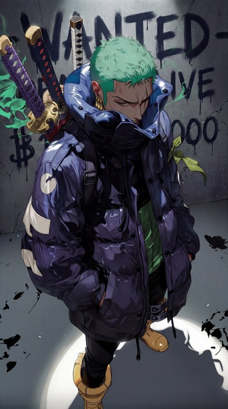 海贼王罗罗诺亚索隆暗黑风通缉令造型手机壁纸