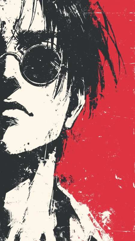 东京喰种金木研侧脸特写红黑对比风格手机壁纸