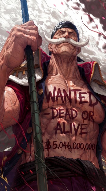 海贼王白胡子霸气持杖战斗场景手机壁纸