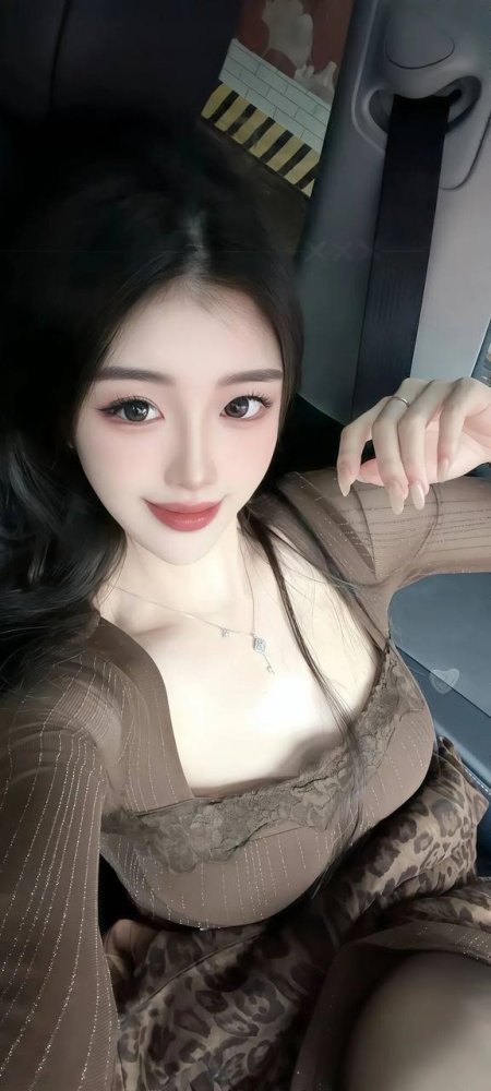 车内豹纹透视装美女自拍手机壁纸