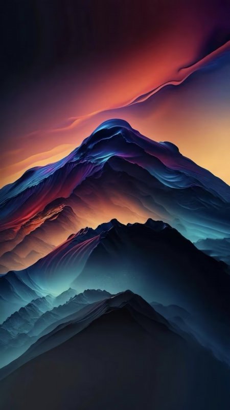 梦幻渐变山峰日落光影手机壁纸