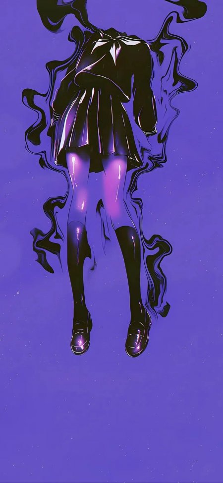 美少女战士水手服黑影缠绕紫色星空手机壁纸