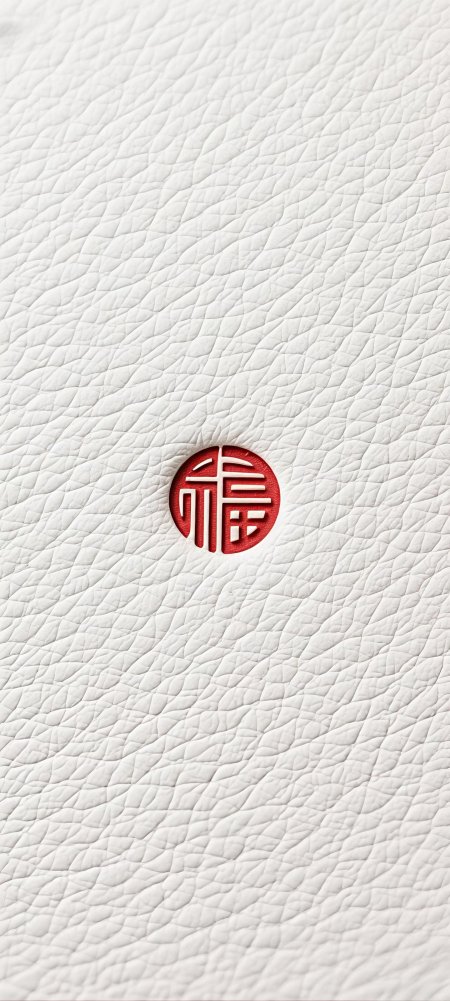 华为Mate系列红色福字压纹皮革纹理手机壁纸