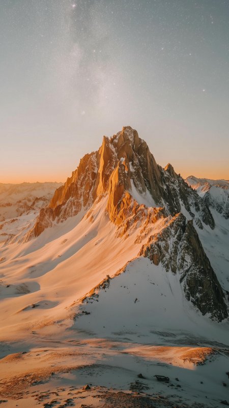 雪山日出星轨壮丽峰顶风光手机壁纸