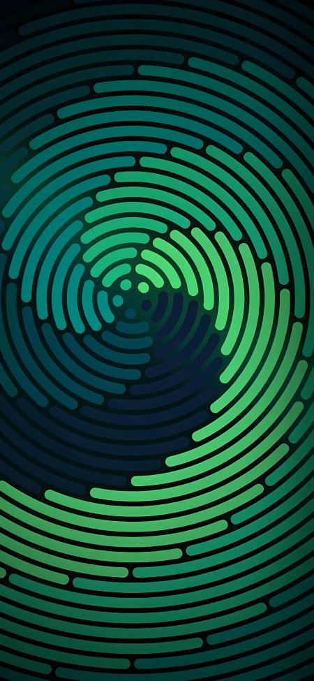 深绿蓝渐变同心圆螺旋几何抽象手机壁纸