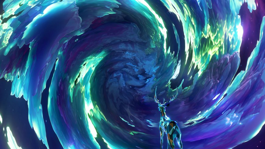 宇宙漩涡蓝色鹿星云奇幻场景风景电脑壁纸