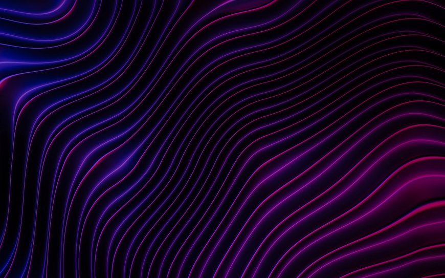 紫蓝渐变霓虹波浪线条抽象艺术科技电脑壁纸