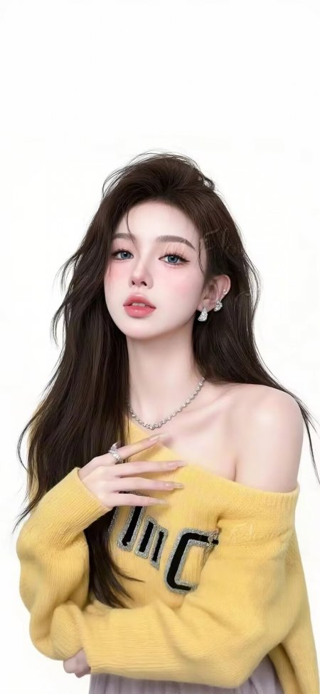 甜酷风黄毛衣少女写真手机壁纸
