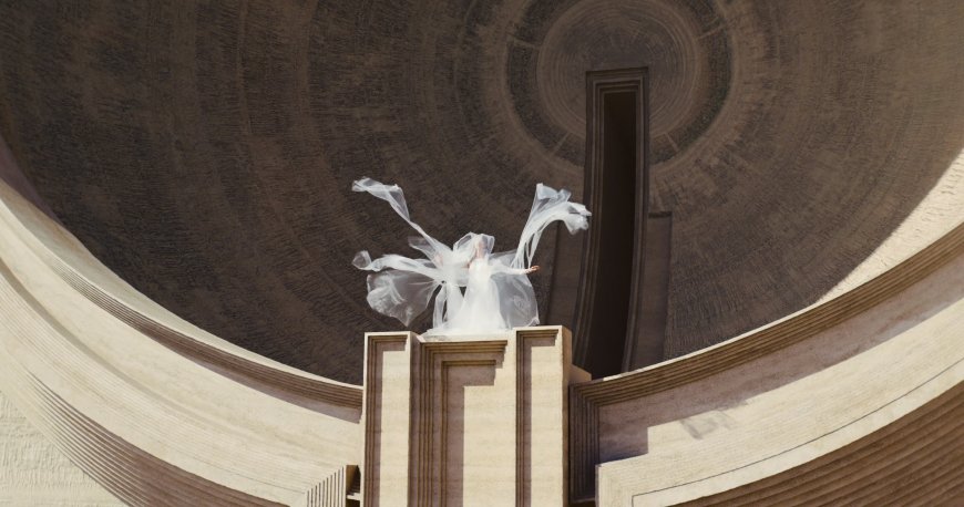 科幻建筑白衣女性穹顶极简电脑壁纸