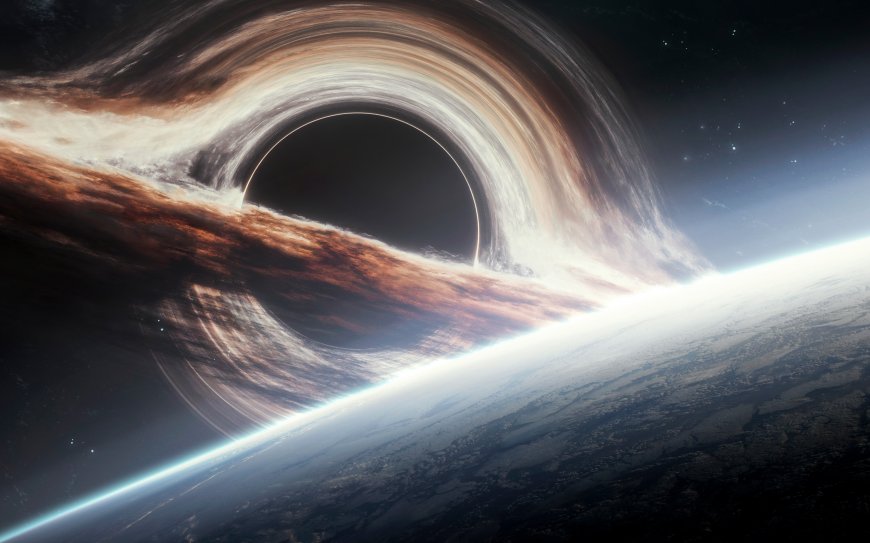黑洞与行星地平线共存宇宙全景风景电脑壁纸