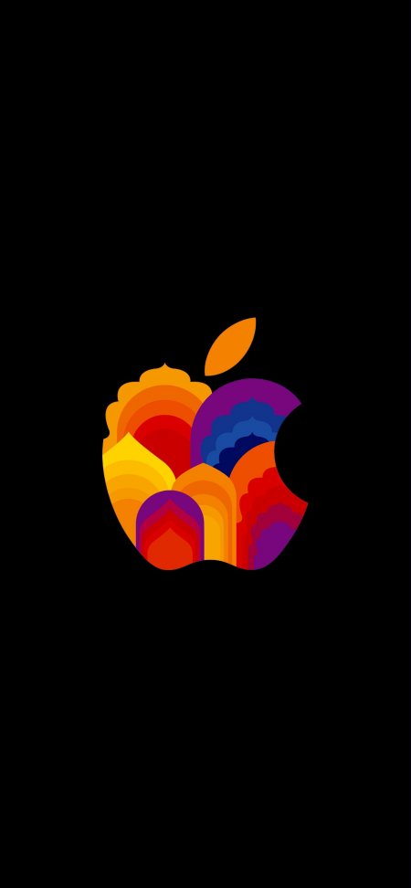 苹果彩色几何艺术风格Logo手机壁纸
