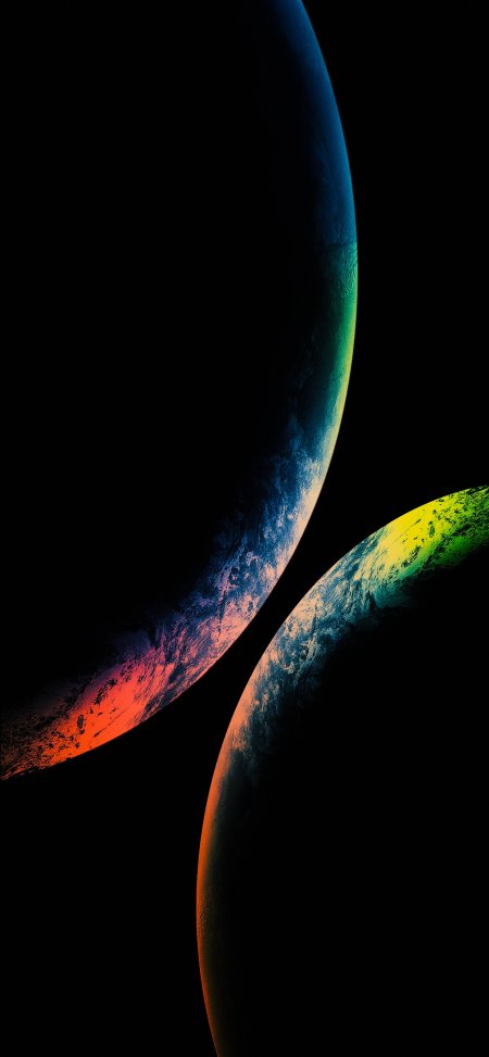 双行星霓虹渐变宇宙科幻手机壁纸