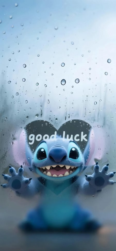 史迪奇雨窗比心goodluck手机壁纸
