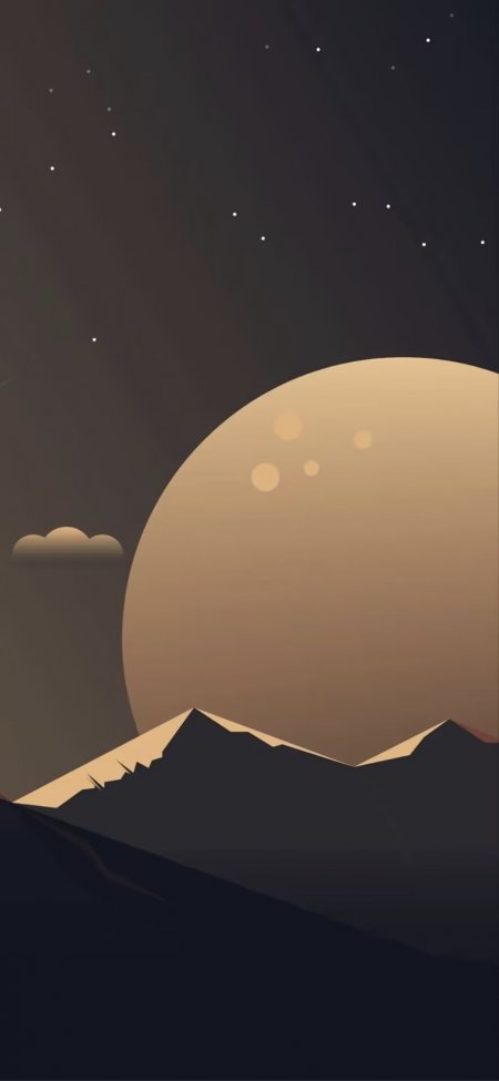 极简风格沙漠月夜山峰星空手机壁纸