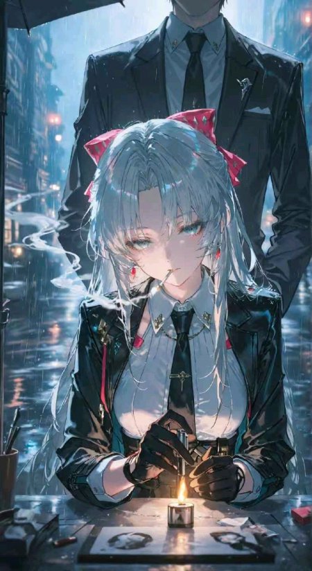 明日方舟霜星雨夜点烟场景手机壁纸