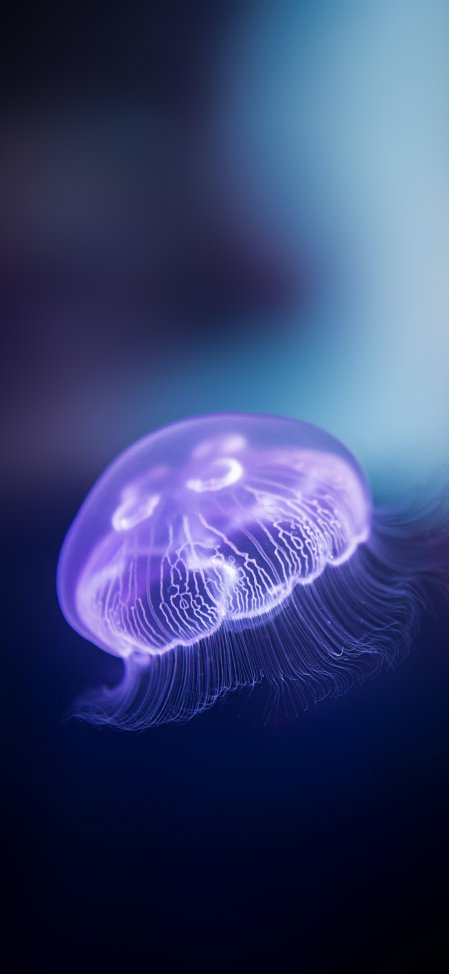 深海紫色水母发光漂浮手机壁纸