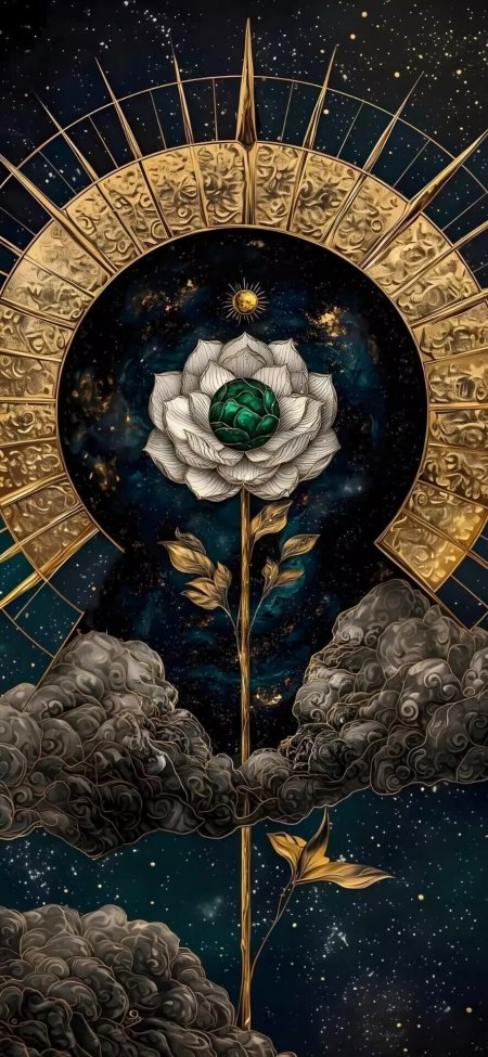 宇宙星穹金纹莲华圣光绽放手机壁纸