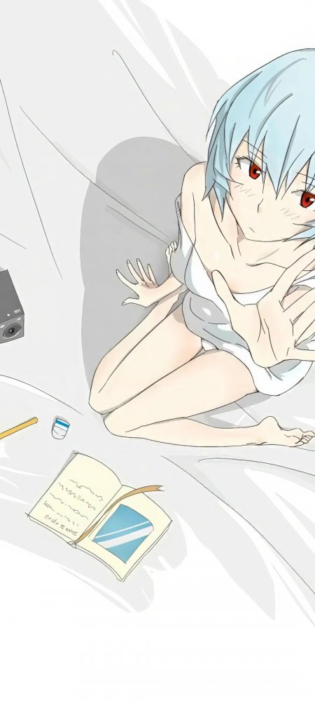新世纪福音战士绫波丽床上阅读场景手机壁纸